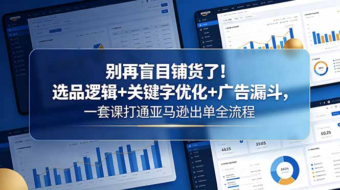 别再盲目铺货了！选品逻辑+关键字优化+广告漏斗，一套课打通亚马逊出单全流程-问小徐资源库