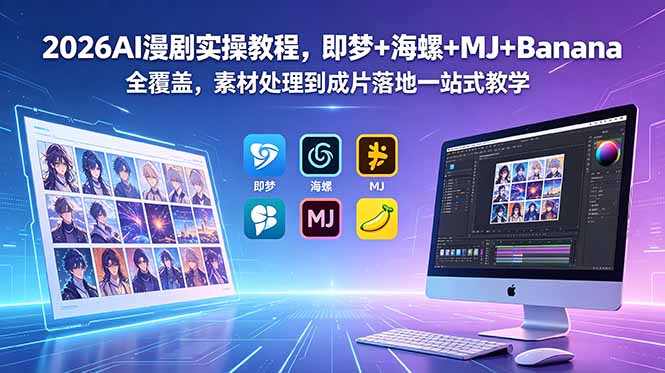 2026AI漫剧实操教程,即梦+海螺+MJ+Banana全覆盖,素材处理到成片落地一站式教学-问小徐资源库