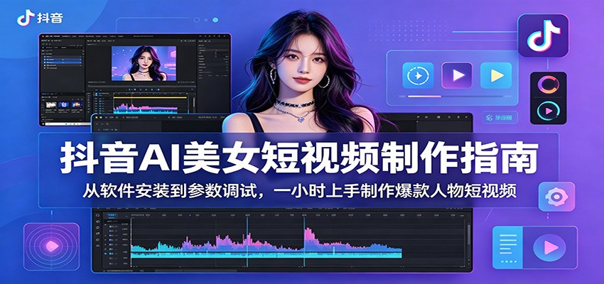抖音AI美女短视频制作指南：从软件安装到参数调试，一小时上手制作爆款人物短视频-问小徐资源库