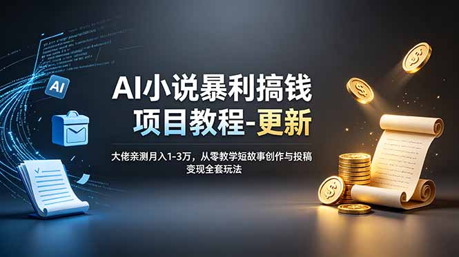 AI小说暴利搞钱项目教程-更新，大佬亲测月入1-3万，从零教学短故事创作与投稿变现全套玩法-问小徐资源库