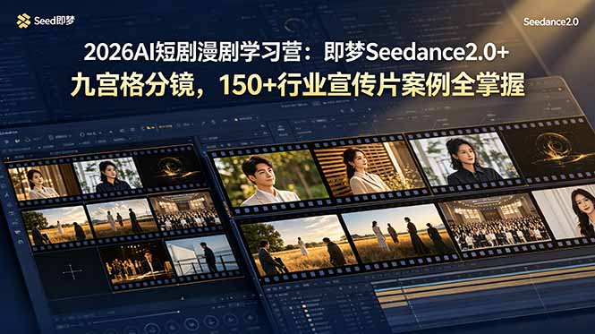2026AI短剧漫剧学习营：即梦Seedance2.0+九宫格分镜，150+行业宣传片案例全掌握-问小徐资源库