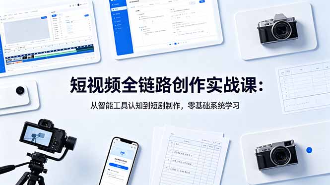 短视频全链路创作实战课：从智能工具认知到短剧制作，零基础系统学习-问小徐资源库