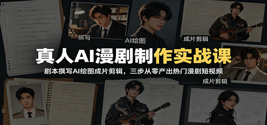 真人AI漫剧制作实战课：剧本撰写AI绘图成片剪辑，三步从零产出热门漫剧短视频-问小徐资源库