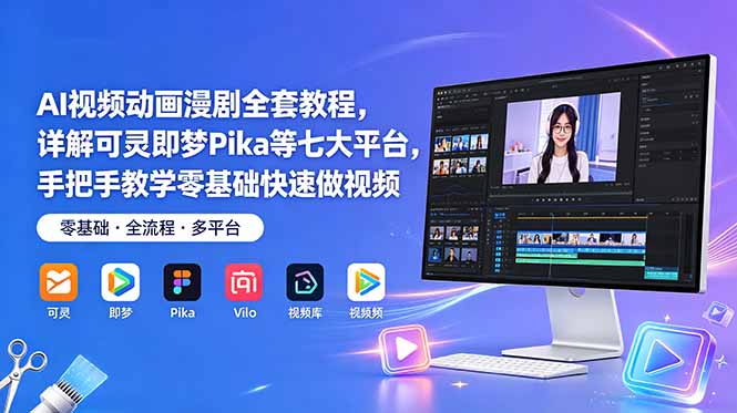 AI视频动画漫剧全套教程，详解可灵即梦Pika等七大平台，手把手教学零基础快速做视频-问小徐资源库