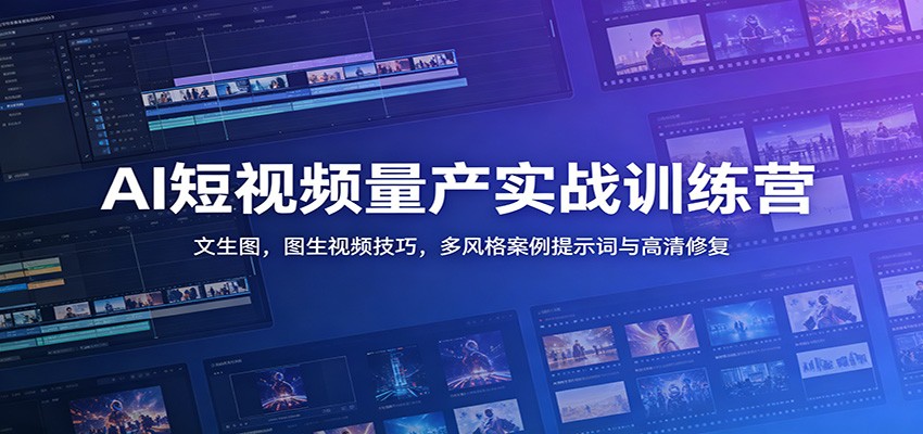 AI短视频量产实战训练营：文生图，图生视频技巧，多风格案例提示词与高清修复-问小徐资源库