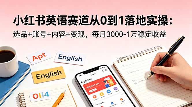 小红书英语赛道从0到1落地实操：选品+账号+内容+变现，每月3000-1万稳定收益-问小徐资源库