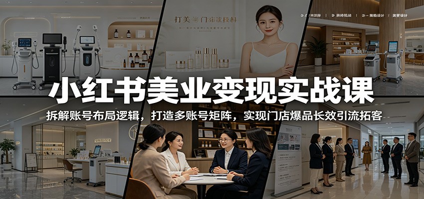 小红书美业变现实战课：拆解账号布局逻辑，打造多账号矩阵，实现门店爆品长效引流拓客-问小徐资源库
