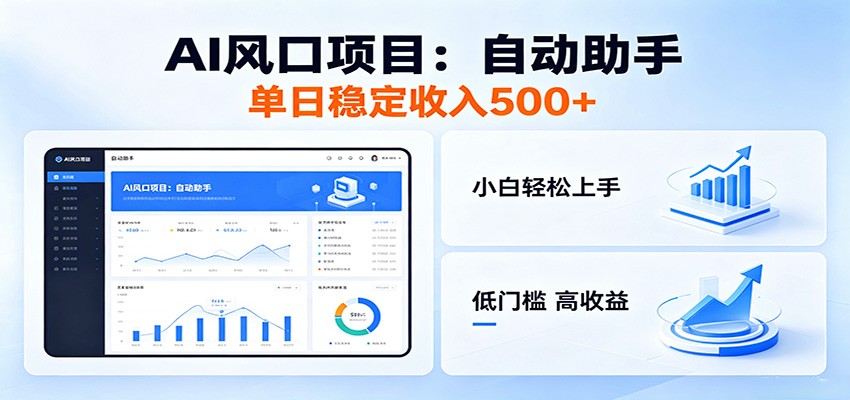 全新AI自动助手项目，低门槛入局，每日稳定收益500以上-问小徐资源库