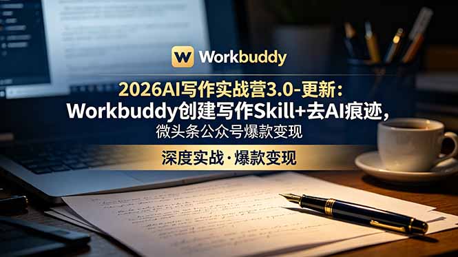 2026AI写作实战营3.0-更新：Workbuddy创建写作Skill+去AI痕迹，微头条公众号爆款变现-问小徐资源库