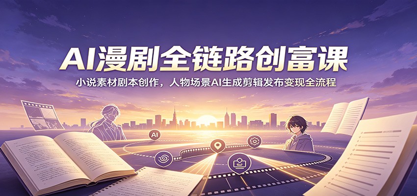 AI漫剧全链路创富课：小说素材剧本创作，人物场景AI生成剪辑发布变现全流程-问小徐资源库
