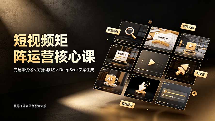 短视频矩阵运营核心课：完播率优化×关键词排名×DeepSeek文案生成，从零搭建多平台引流体系-问小徐资源库