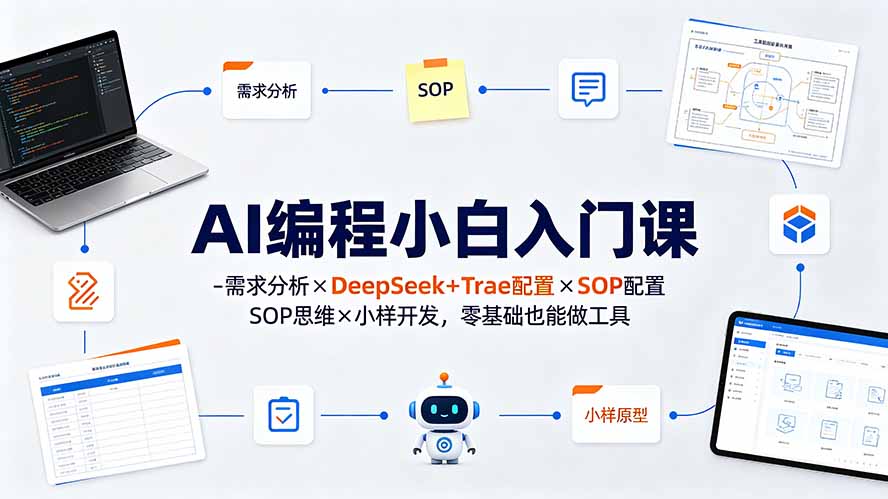 AI编程小白入门课-需求分析×DeepSeek+Trae配置×SOP思维×小样开发，零基础也能做工具-问小徐资源库
