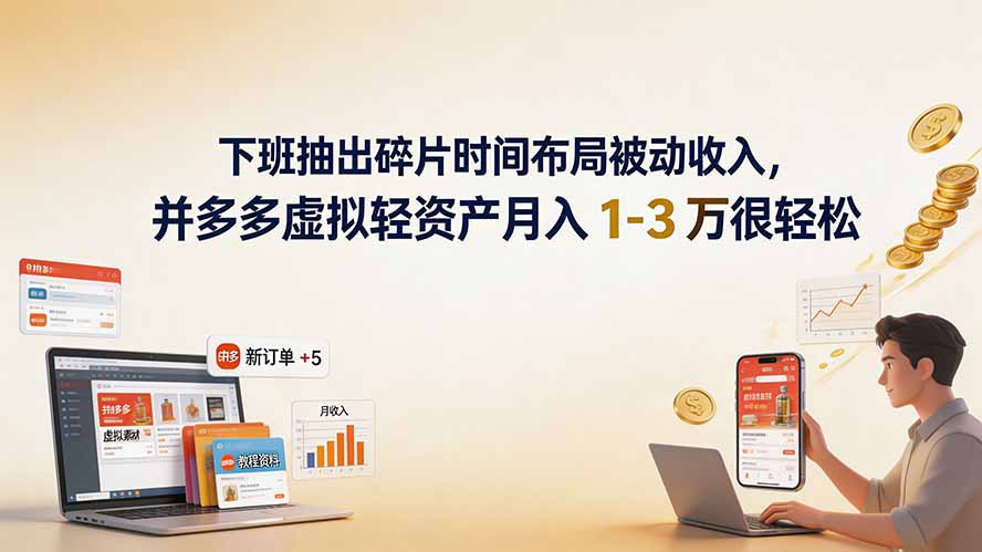 下班抽出碎片时间布局被动收入，拼多多虚拟轻资产月入 1-3 万很轻松-问小徐资源库
