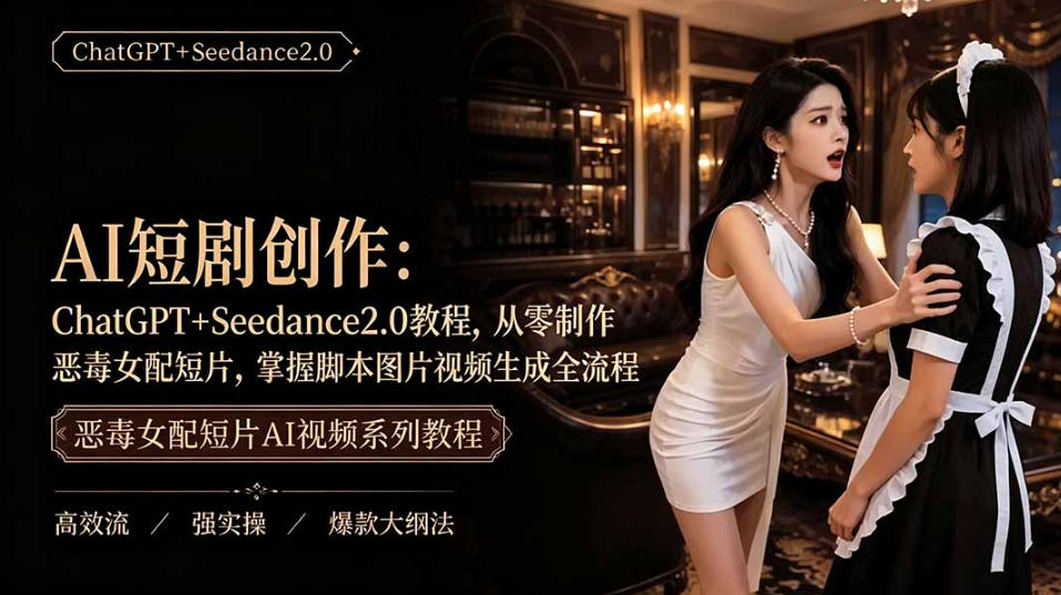 AI短剧从零创作实战课|ChatGPT脚本撰写+Seedance2.0视频生成,恶毒女配短剧全流程教程-问小徐资源库
