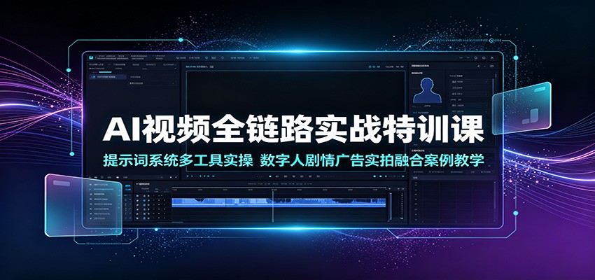 AI视频全链路实战特训课:提示词系统多工具实操,数字人剧情广告实拍融合案例教学-问小徐资源库