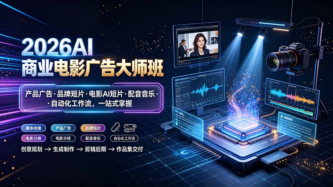 2026AI商业电影广告大师班：产品广告·品牌短片·电影AI短片·配音音乐·自动化工作流，一站式掌握-问小徐资源库