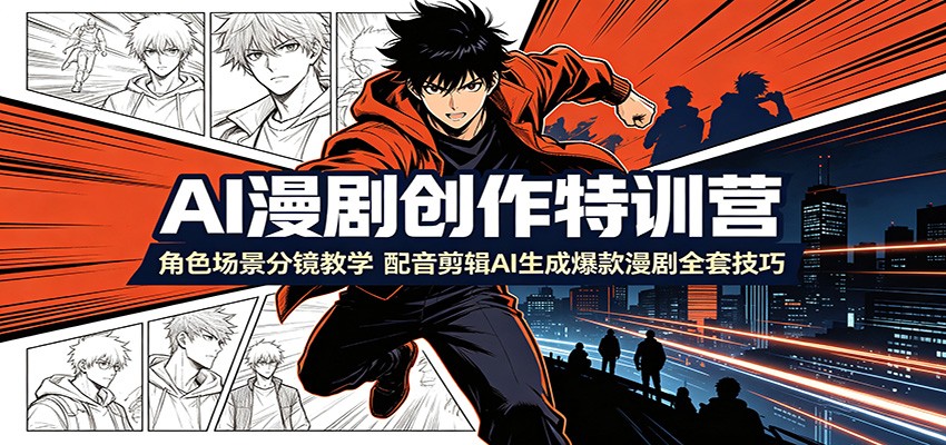 AI漫剧创作特训营：角色场景分镜教学，配音剪辑AI生成爆款漫剧全套技巧-问小徐资源库