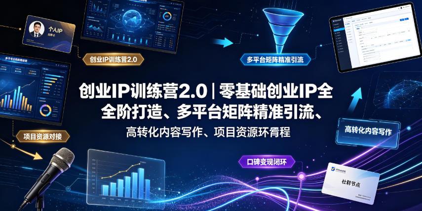 创业IP训练营2.0｜零基础创业IP全阶打造、多平台矩阵精准引流、高转化内容写作、项目资源对接与口碑变现闭环课程-问小徐资源库