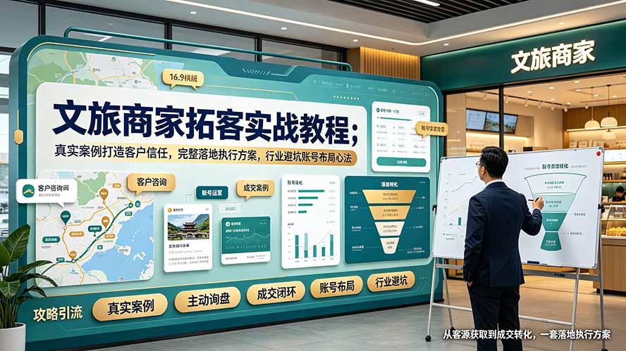 文旅商家拓客实战教程;真实案例打造客户信任,完整落地执行方案,行业避坑账号布局心法-问小徐资源库