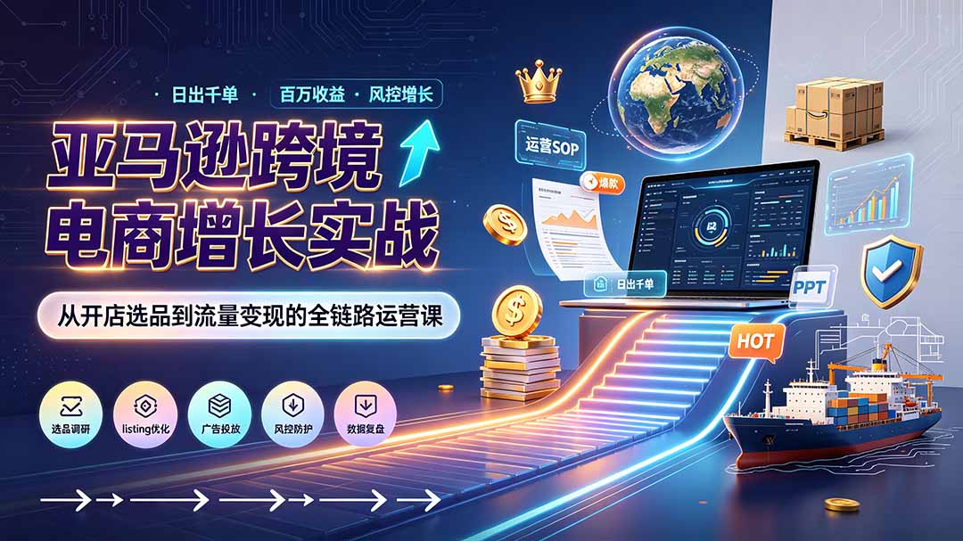 亚马逊0-1孵化特训营8期：从注册风控到稳定日出千单实战，规避审核封店风险，标准化执行流程落地-问小徐资源库