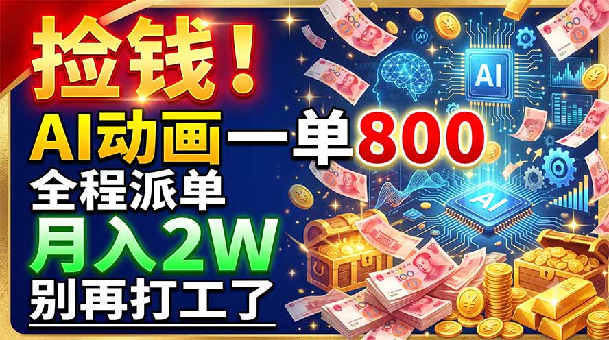 捡钱!AI动画一单800,全程派单,月入2W,别再打工了-问小徐资源库