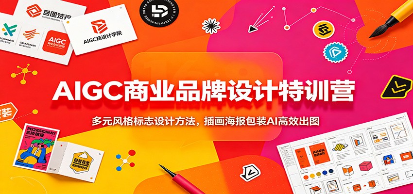 AIGC商业品牌设计特训营：多元风格标志设计方法，插画海报包装AI高效出图-问小徐资源库