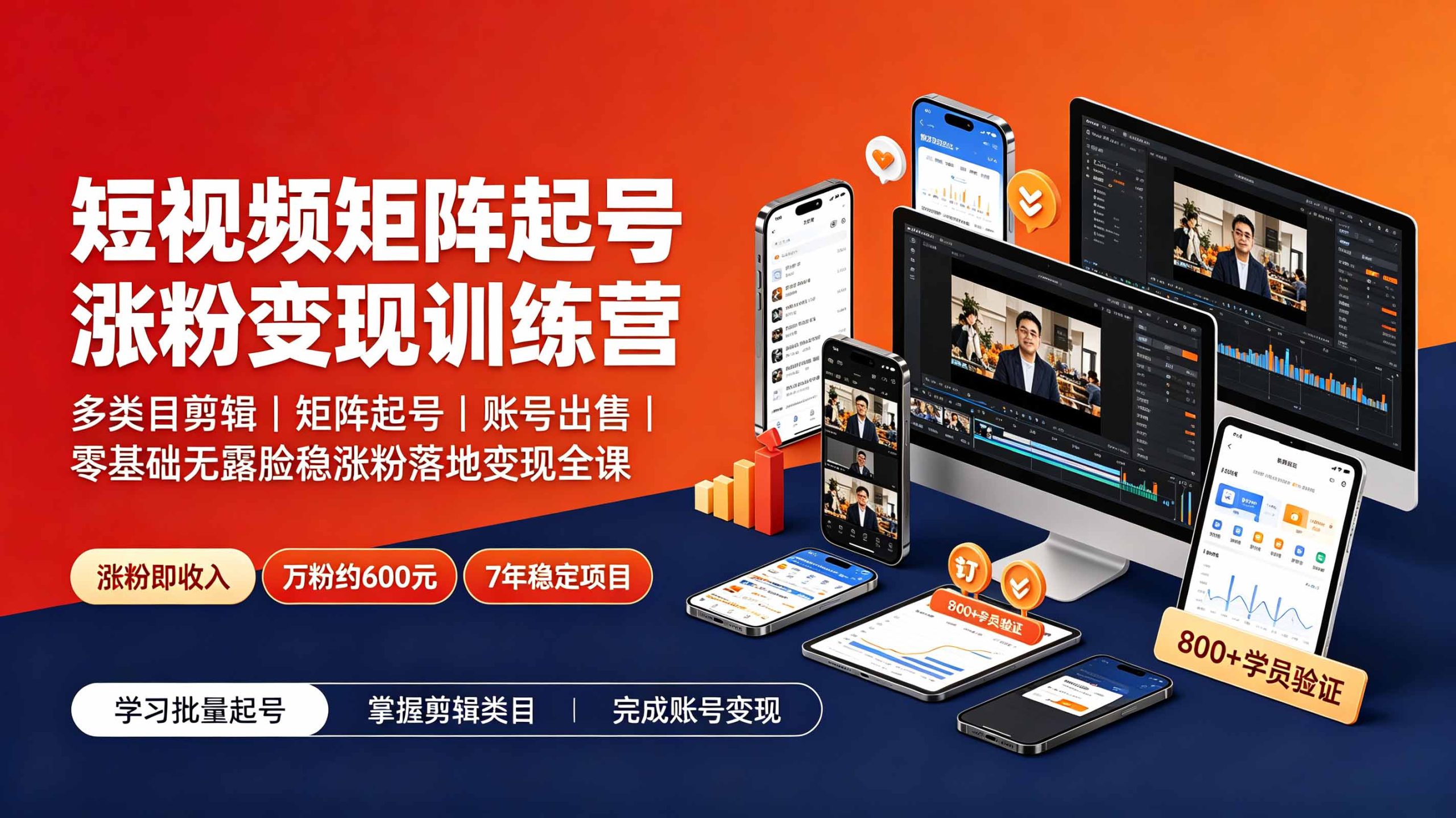 短视频矩阵起号涨粉变现训练营｜多类目剪辑·矩阵起号·账号出售，0基础无露脸稳涨粉落地变现全课-更新-问小徐资源库