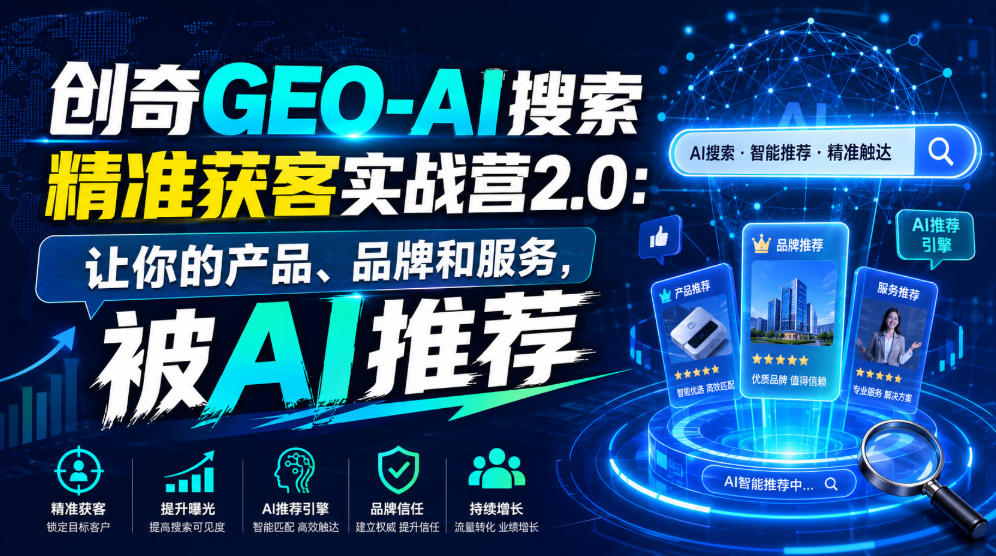 创奇GEO-AI搜索精准获客实战营2.0：让你的产品、品牌和服务，被AI推荐-问小徐资源库