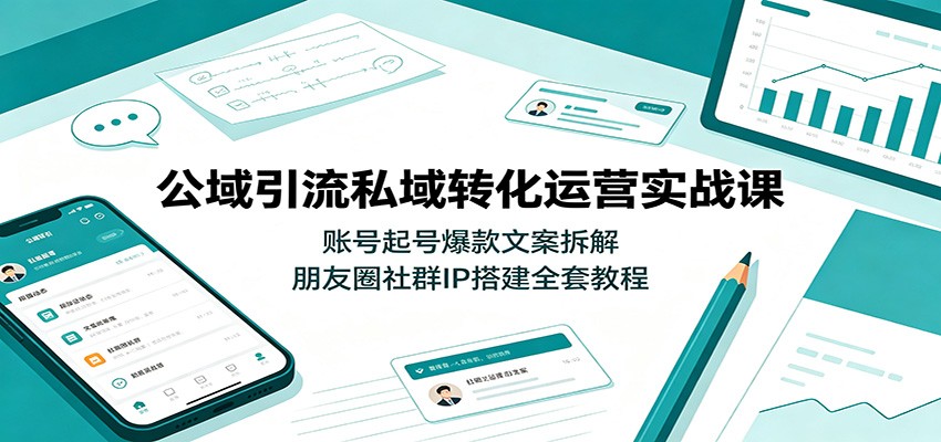 公域引流私域转化运营实战课：账号起号爆款文案拆解，朋友圈社群IP搭建全套教程-问小徐资源库