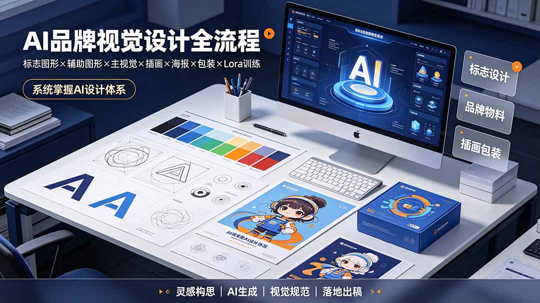 AI品牌视觉设计全流程：标志图形×辅助图形×主视觉×插画×海报×包装×Lora训练，系统掌握AI设计体系-问小徐资源库
