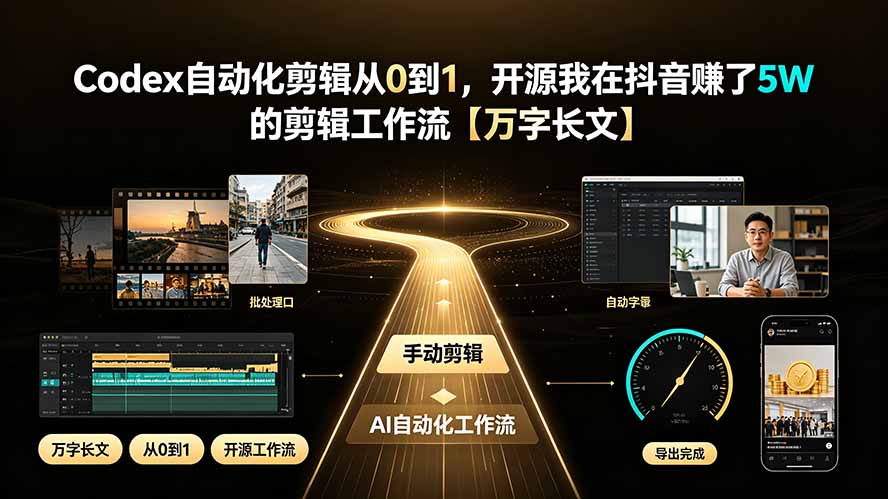 Codex自动化剪辑从0到1，开源我在抖音赚了5W 的剪辑工作流【万字长文】-问小徐资源库