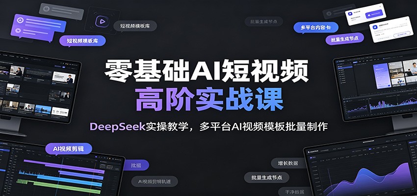 零基础AI短视频高阶实战课：DeepSeek实操教学，多平台AI视频模板批量制作-问小徐资源库