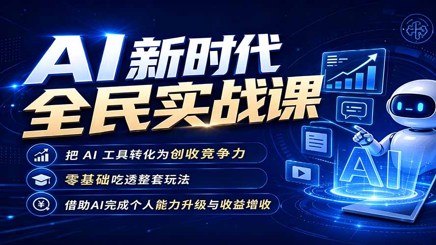 AI新时代全民实战课，把 AI 工具转化为创收竞争力，零基础吃透整套玩法，借助AI完成个人能力升级与收益增收。-问小徐资源库