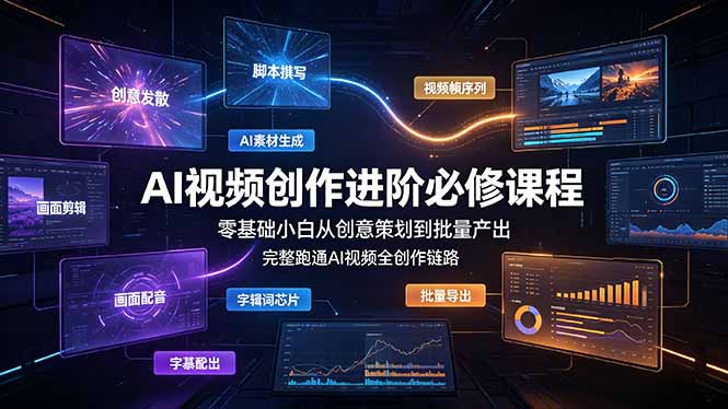 AI视频创作进阶必修课程：零基础小白从创意策划到批量产出，完整跑通AI视频全创作链路-问小徐资源库