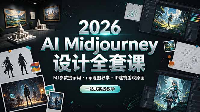 2026 AI Midjourney设计全套课，MJ参数提示词niji混图教学，IP建筑游戏原画一站式实战教学-问小徐资源库