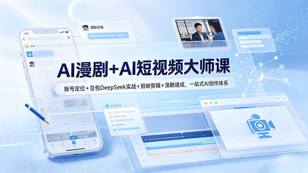 AI漫剧+AI短视频大师课:账号定位+豆包DeepSeek实战+剪映剪辑+漫剧速成,一站式AI创作体系-问小徐资源库