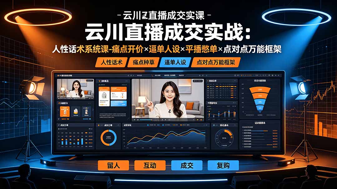 云川直播成交实战:人性话术系统课-痛点种草×塑品开价×逼单人设×平播憋单×点对点万能框架-问小徐资源库