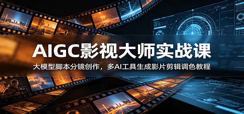 AIGC影视大师实战课：大模型脚本分镜创作，多AI工具生成影片剪辑调色教程-问小徐资源库