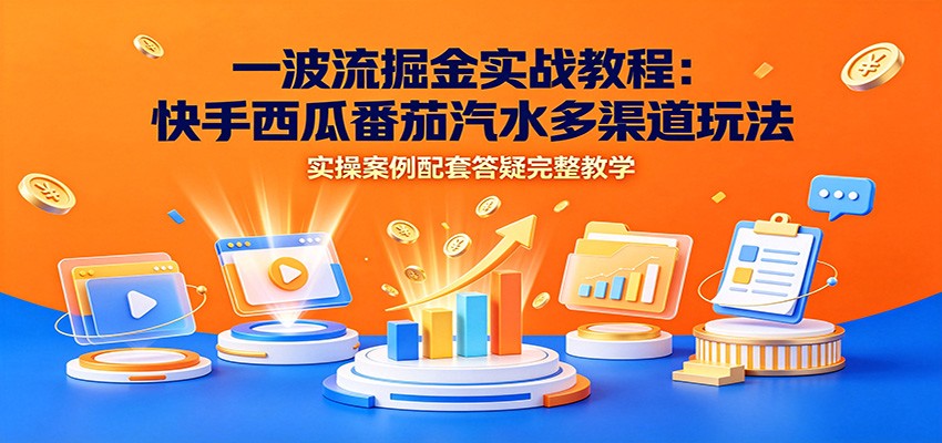 一波流掘金实战教程：快手西瓜番茄汽水多渠道玩法，实操案例配套答疑完整教学-问小徐资源库