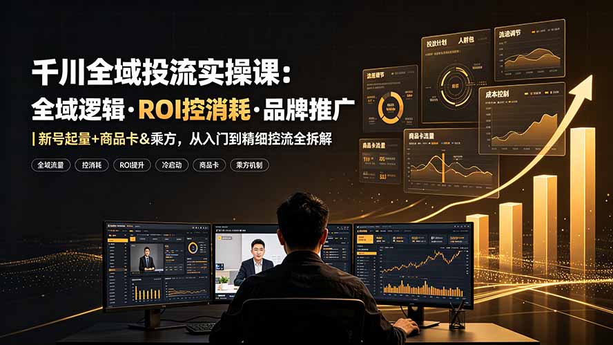 千川全域投流实操课：全域逻辑·ROI控消耗·品牌推广｜新号起量+商品卡&乘方，从入门到精细控流全拆解-问小徐资源库