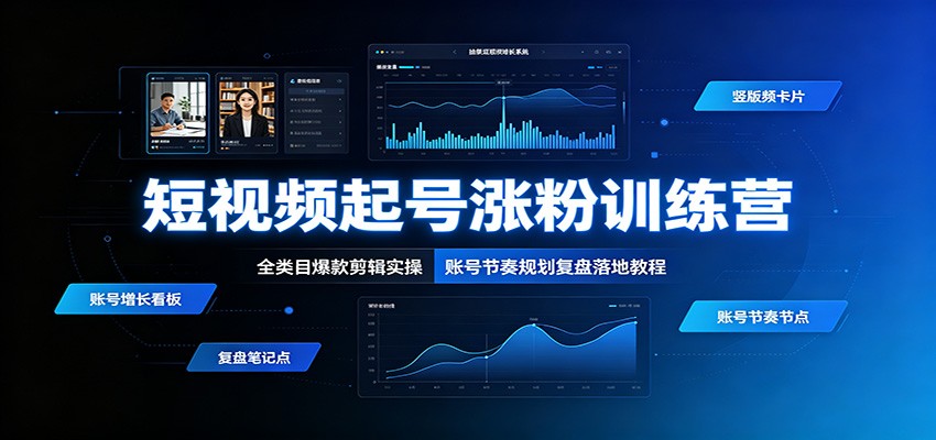 短视频起号涨粉训练营：全类目爆款剪辑实操，账号节奏规划复盘落地教程-问小徐资源库