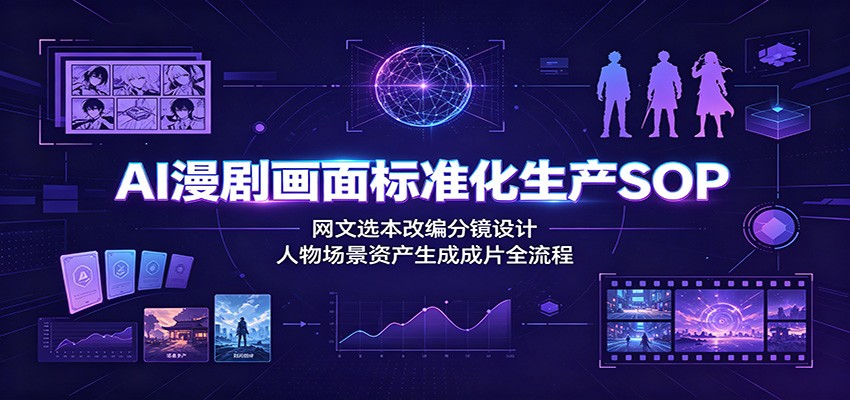 AI漫剧画面标准化生产SOP:网文选本改编分镜设计,人物场景资产生成成片全流程-问小徐资源库