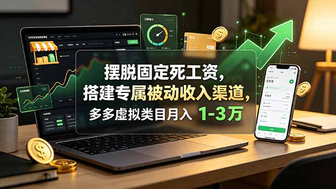 摆脱固定死工资，搭建专属被动收入渠道，多多虚拟类目月入 1-3 万-问小徐资源库