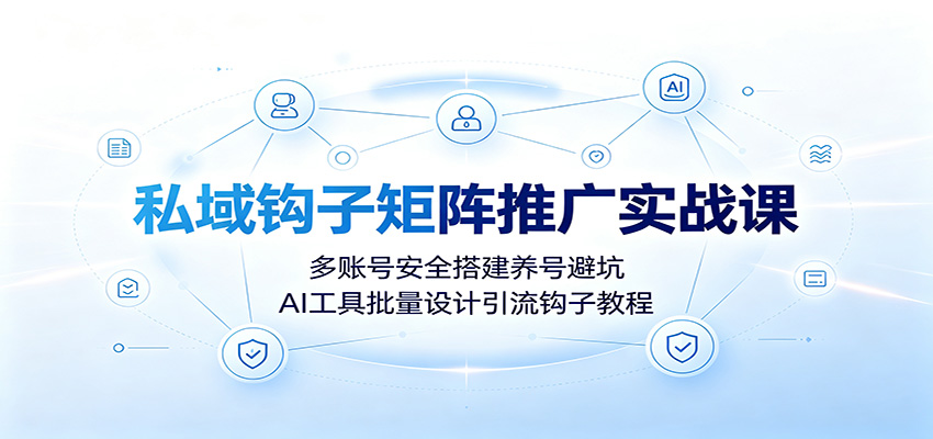 私域钩子矩阵推广实战课:多账号安全搭建养号避坑,AI工具批量设计引流钩子教程-问小徐资源库