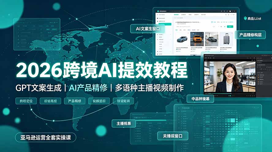 2026跨境AI提效教程·GPT文案生成|AI产品精修|多语种主播视频制作,亚马逊运营全套实操课-问小徐资源库