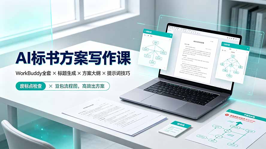 AI标书方案写作课:WorkBuddy全套×标题生成×方案大纲×提示词技巧×废标点检查×豆包流程图,高效出方案-问小徐资源库