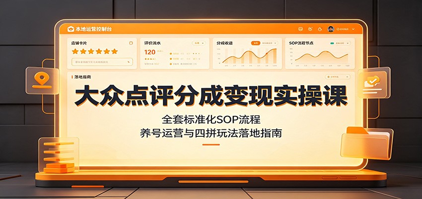 大众点评分成变现实操课：全套标准化SOP流程，养号运营与四拼玩法落地指南-问小徐资源库