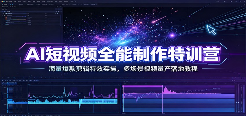 AI短视频全能制作特训营:海量爆款剪辑特效实操,多场景视频量产落地教程-问小徐资源库