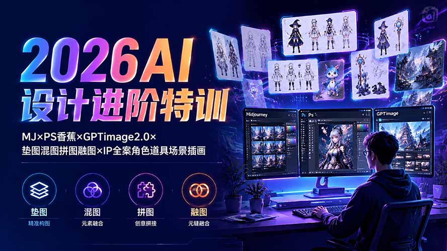 2026AI设计进阶特训：MJ×PS香蕉×GPTimage2.0×垫图混图拼图融图×IP全案角色道具场景插画-问小徐资源库