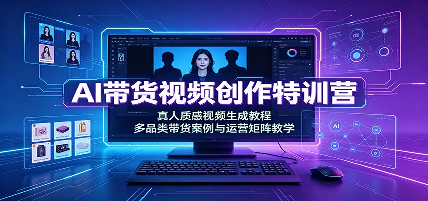 AI带货视频创作特训营：真人质感视频生成教程，多品类带货案例与运营矩阵教学-问小徐资源库